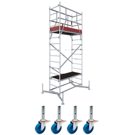 Rusztowanie aluminiowe Krause ClimTec (0,65x1,50m) wys. rob. 5,00m + rolki jezdne Ø 125mm